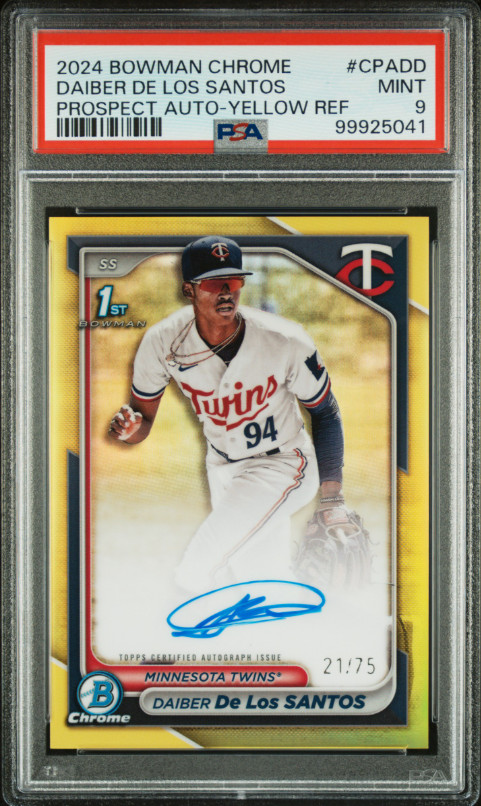 2024 Bowman Chrome Daiber De Los Santos 1st Bowman Auto Yellow /75 PSA 9