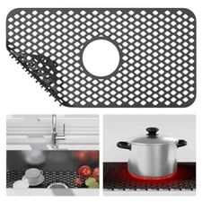 Kitchen Sink Mats TOOVEM Silicone Sink Mat with Non-slip Stable Farmhouse Sin...