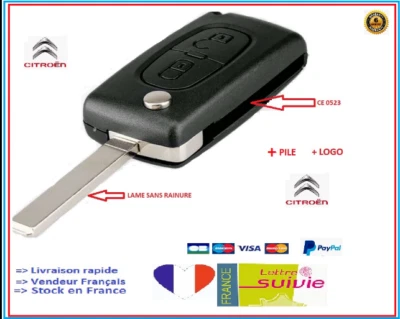 Coque clé plip boitier 2BT Citroën Picasso Berlingo DS3 C2 C3 C4 réf: CE0523