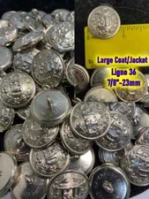 Select 2 to 24 Waterbury Big 7/8" Domed Silver FD Fire Dept Uniform Coat Jacket 