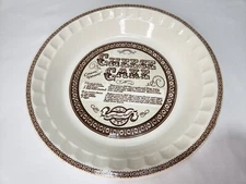Vtg 1983 Royal China Jeannette 11" CHEESE CAKE RECIPE Pie Plate/BAKING DISH USA