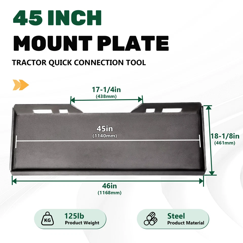 1/4" 5/16" 3/8" 1/2" Quick Tach Attachment Skid Steer Mount Plate Adapter Loader - Image 3 of 4