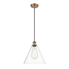 Innovations Ballston Cone 1 Light 12" Mini Pendant, BB/Clear - 516-1P-BB-GBC-122