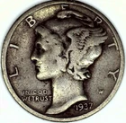1937-D Mercury Dime - VERY FINE - Free Shipping