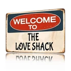 Vintage Love Shack  Welcome Plaque Tin Metal Signs Home Décor 8x12