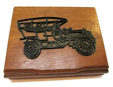 New Vintage 1986 W.A Stratford Playing Cards Antique Cars Double Set in Wood Box