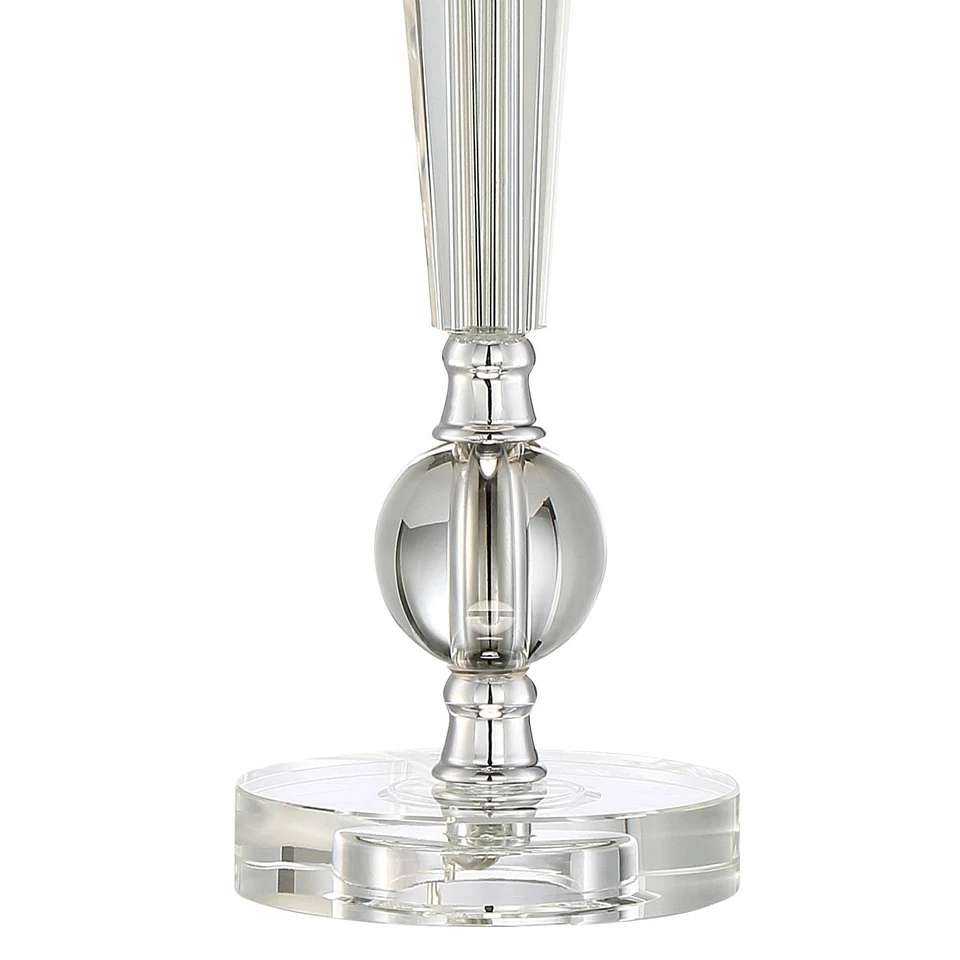 Juego de 2 Lámparas de Mesa Tradicionales Jolie 26" Alto Cristal Transparente Marfil Plisado Tono Foto 3 de 4