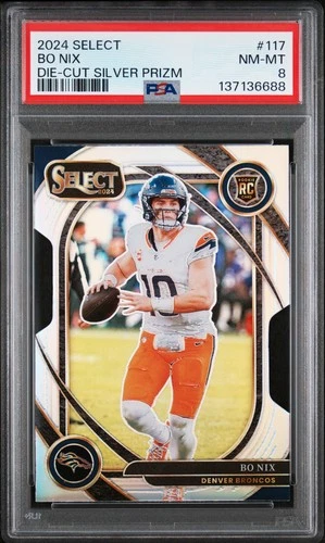 2024 PANINI SELECT DIE-CUT SILVER PRIZM #117 BO NIX ROOKIE RC PSA 8