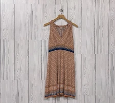 Max Studio sleeveless dress womens size medium orange patterned knee length