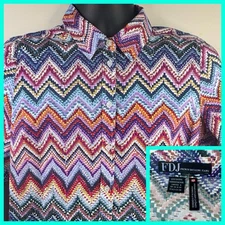 FDJ MENCH DRESSINE JEANS colorful, geometrical Button Up Shirt Women's 8