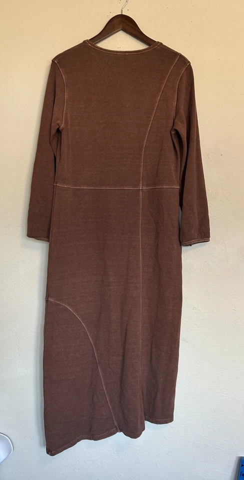 Maxi Vestido Poesía Cáñamo Algodón 8 Marrón Asimétrico Lagenlook Boho Largo Foto 2 de 4