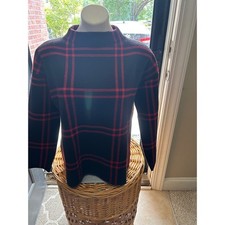 Plaid Sweater Holiday Red Black Plaid Mock Neck Long Sleeve Knit Top Ann Taylor