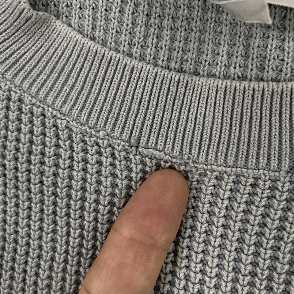 rag and bone Sweater Mens Large Dexter Mixed Media Crew Waffle Knit Elbow Patch - Image 4 of 4