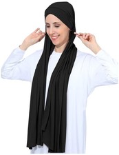 Instant Jersey Cotton Hijab Scarf For Women Non See Through Tieback Muslim