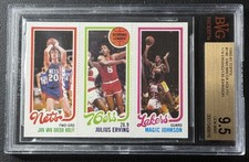 JULIUS ERVING MAGIC JOHNSON BVG BGS 9.5 GEM MINT 1980-81 TOPPS SCORING LEADER RC