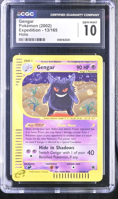 CGC 10 GEM MINT Gengar 13/165 Expedition Holo Swirl Pokemon WOTC 2002