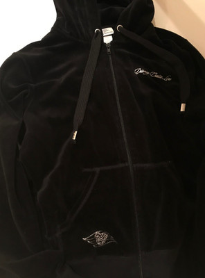 Disney Cruise Line Black Velvet Velour Sequin Mickey Womens XL Zip Up Hoodie
