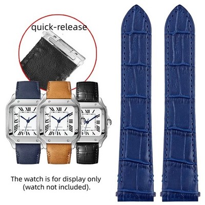 21MM LEATHER WATCH STRAP BAND FOR CARTIER SANTOS WSSA0018 QUICK RELEASE BLACK