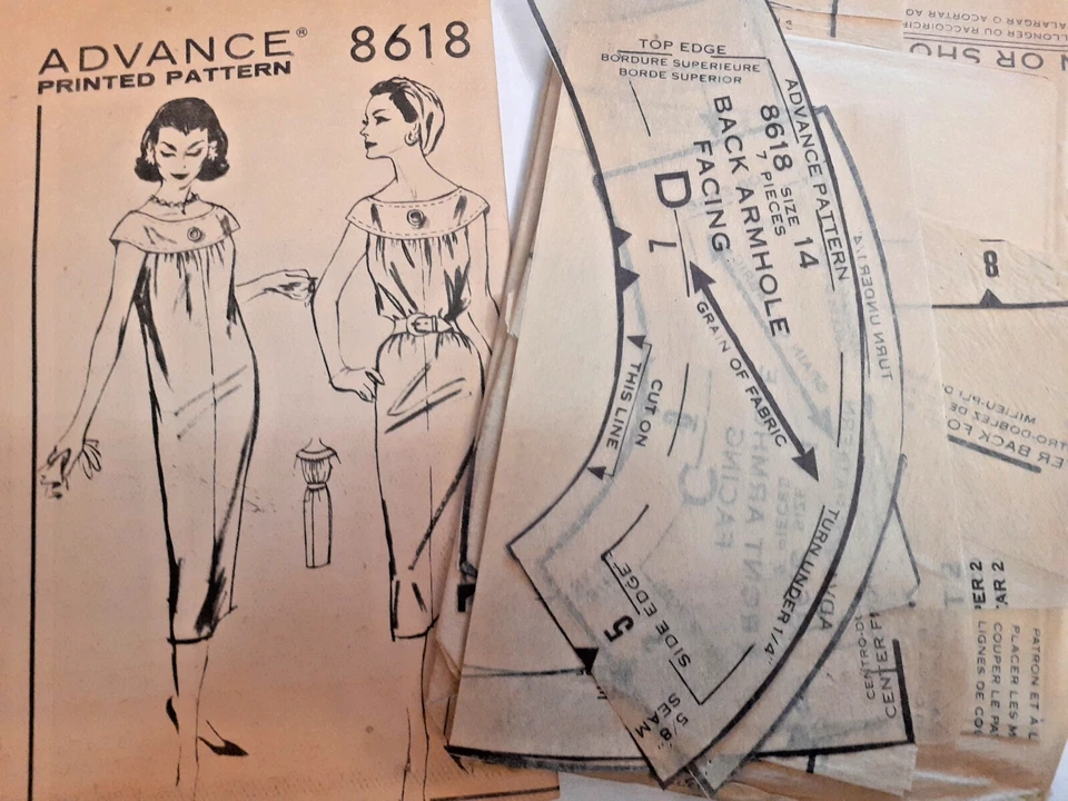 Advance 8618 Chemise Dress Sewing Pattern Ladies 14 VTG 50's Cut Straight Easy - Image 4 of 4