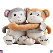 Personalized "Let's Make Memories" Plush Monkeys - Perfect Valentine's Gift