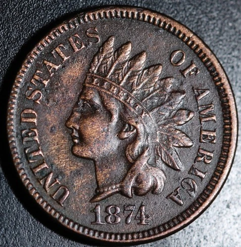1874 INDIAN HEAD CENT - With LIBERTY & DIAMONDS - XF EF
