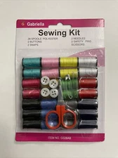 2 SETS OF GABRIELLA 37PC  SEWING KIT WITH SPOOLS BUTTONS SNAPS NEEDLES SCISSORS