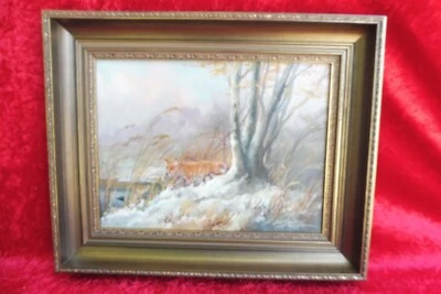 Schönes ,altes Gemälde , Fuchs in Winterlandschaft  , Prof. Artur Müller  Wien - Bild 1 von 4
