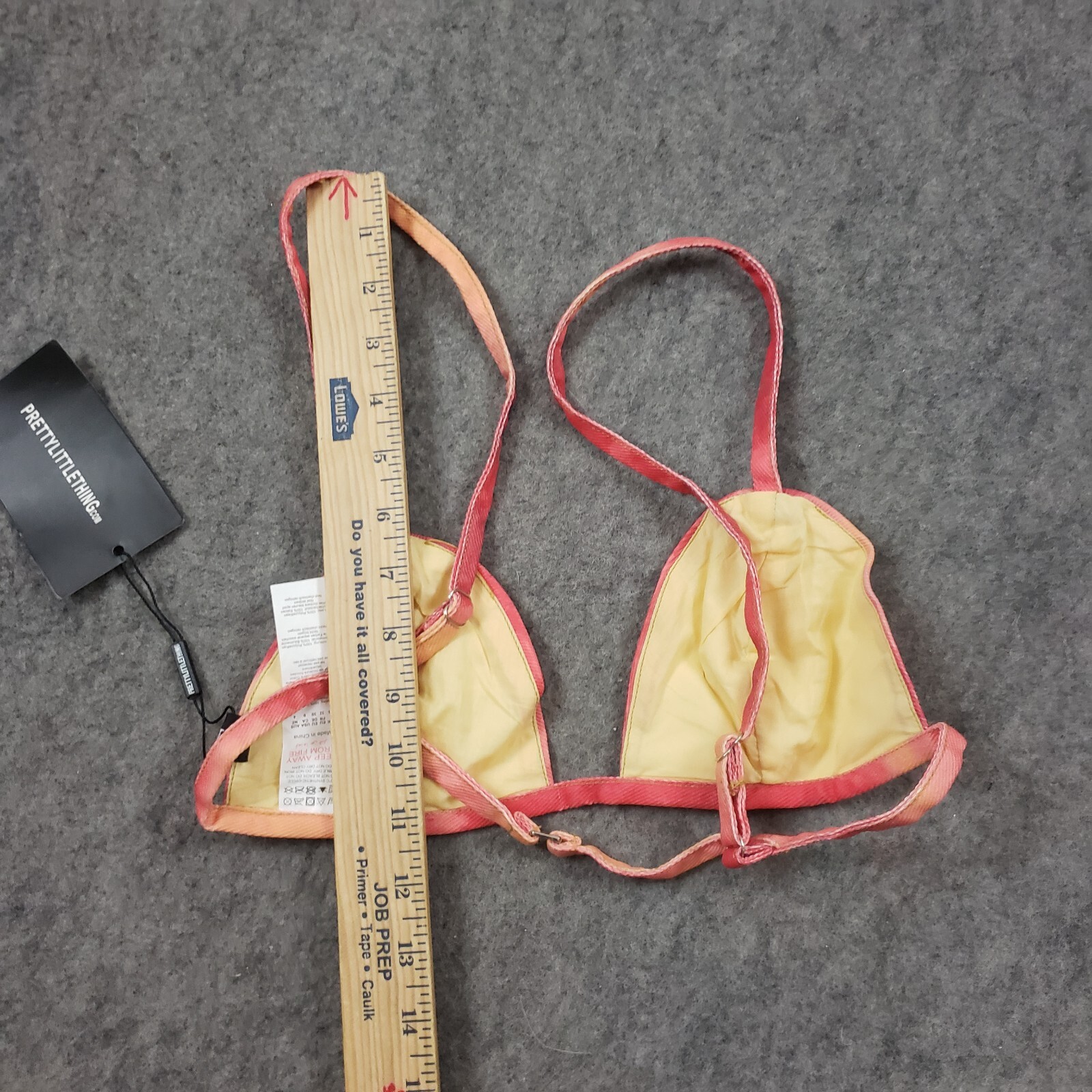 NEW PrettyLittleThing Bralette Womens Extra Small Red Yellow Crop Top Coated image 4