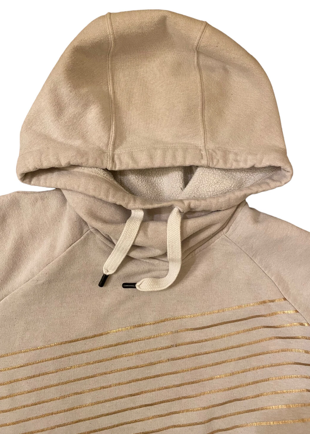 OFF WHITE Under Armour felpa con cappuccio donna media off white righe vestibilità ampia maglione collo cappuccio