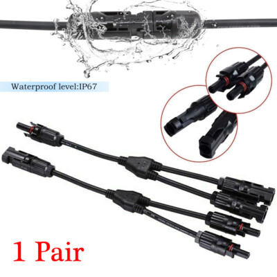 Y Branch Solar Panel Cable 30A Connector MMF FFM Set Wire T Splitter Waterproof