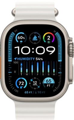 Apple Watch Ultra 2 49mm Silver Titanium - White Ocean Band 
