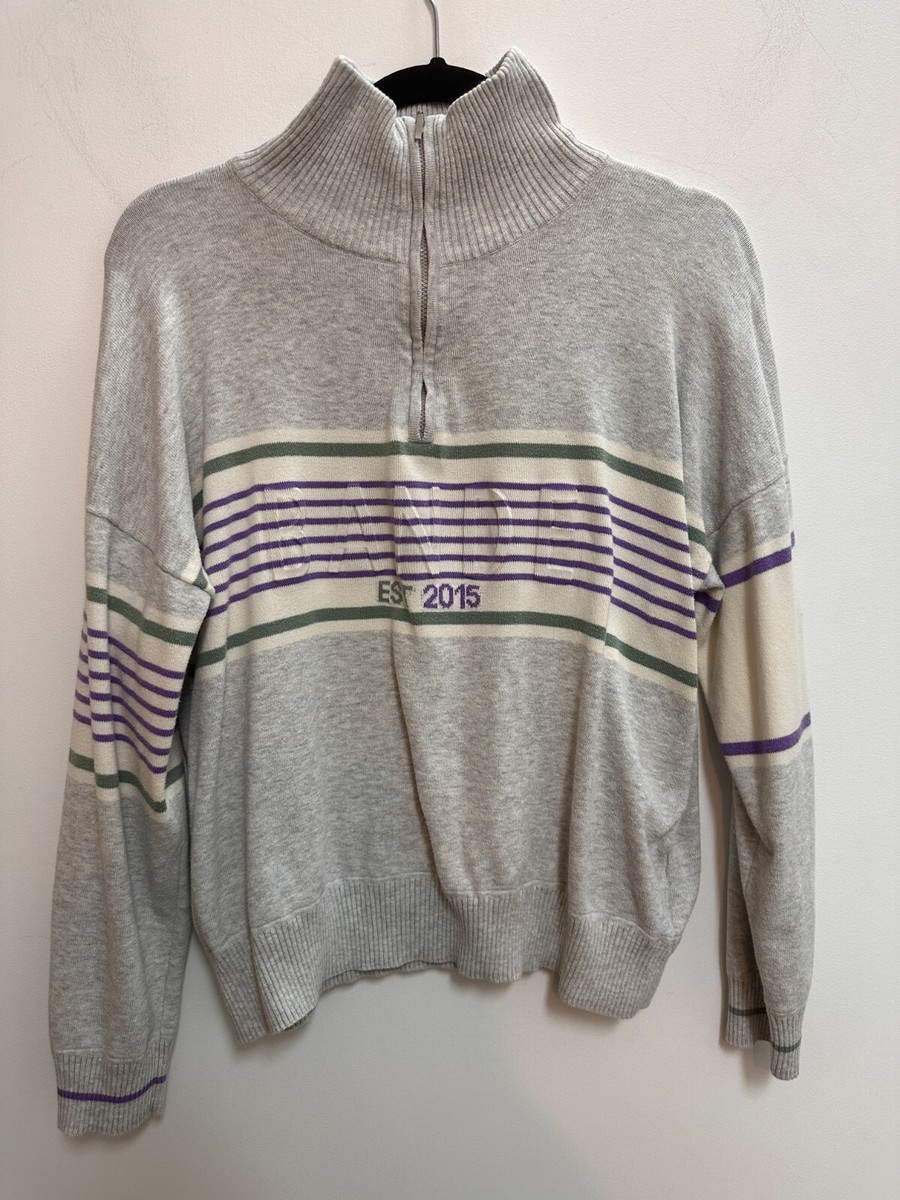 BANDE STUDIO Luna Zip Knit Grey Stripe LS Casual Size 10 AU Pre owned View 4