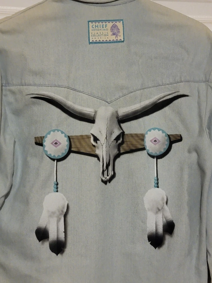 Jaqueta jeans Chief Geronimo Classic Collection Southwestern Skull pequena - Imagem 4 de 4