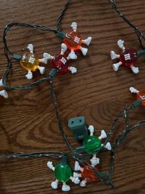 VTG M&Ms Happy Holiday Lights Christmas 20 String Light Set WORKS