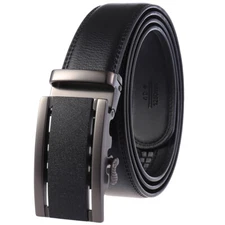 HJones Luxury Men's Cowhide Leather Belt Automatic Buckle Belt Ratchet Strap