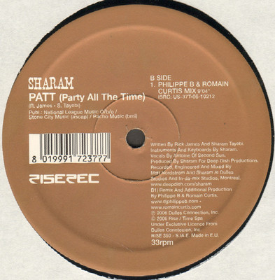 SHARAM - Patt (Party All The Time) - Rise - 2006 - Italy - RISE 350