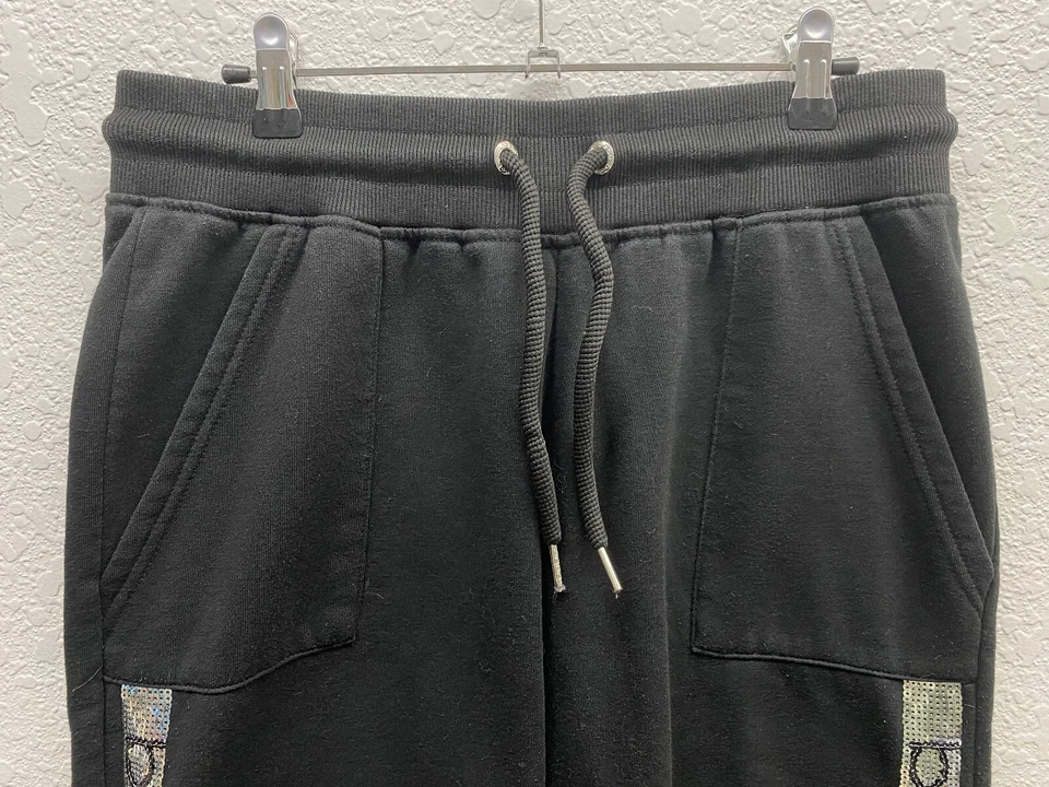 Bebe Womens Black Sweatpants Joggers Sequined Elastic Waist Pull On Size L - Image 2 of 4