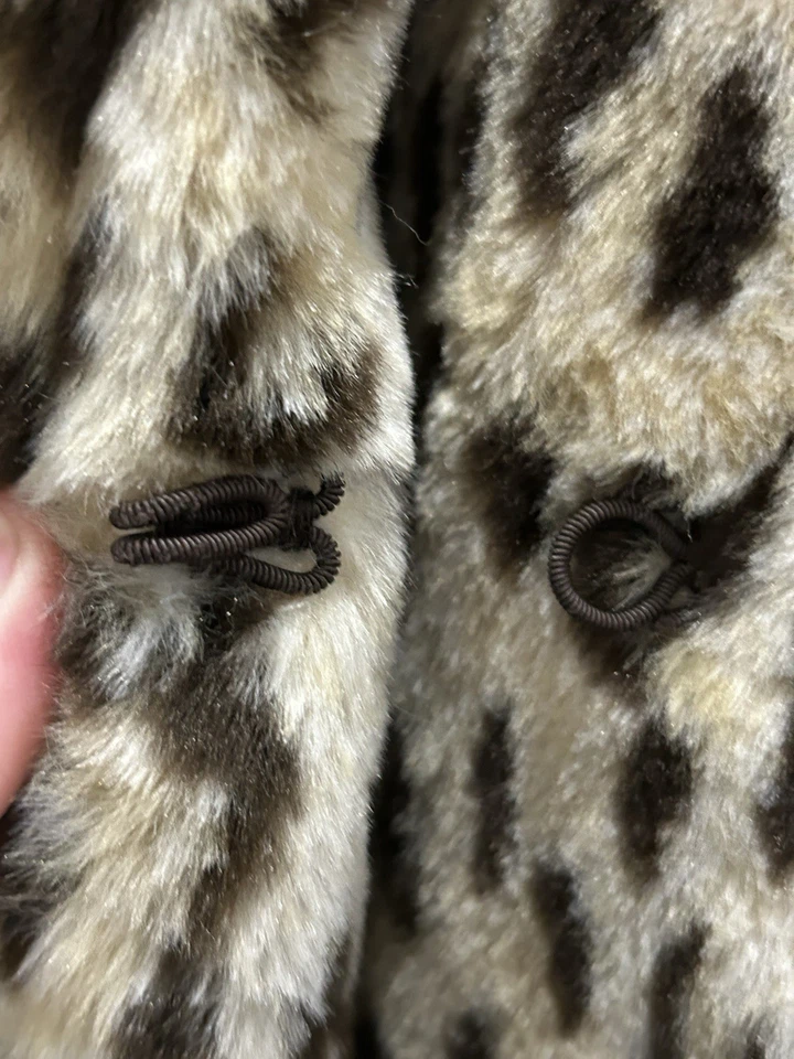 Vintage Leopard Faux Fur Coat Y2K Mob Grunge Statement Animal Lined Jacket 2X - Image 4 of 4