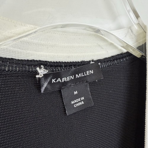 KAREN MILLEN Chiffon Sleeve Zip Through Bandage Dress Women Medium Black - Picture 4 of 17