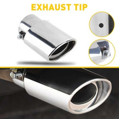 5.58'' Silver Car Exhaust Pipe Rear Tip Tail Throat Muffler Stainless Steel Ro