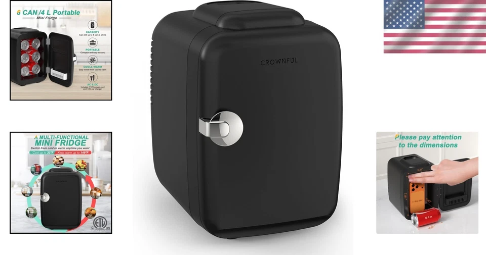 Versatile Mini Fridge Cooler Warmer Personal Skin Care Black - Image 2 of 4