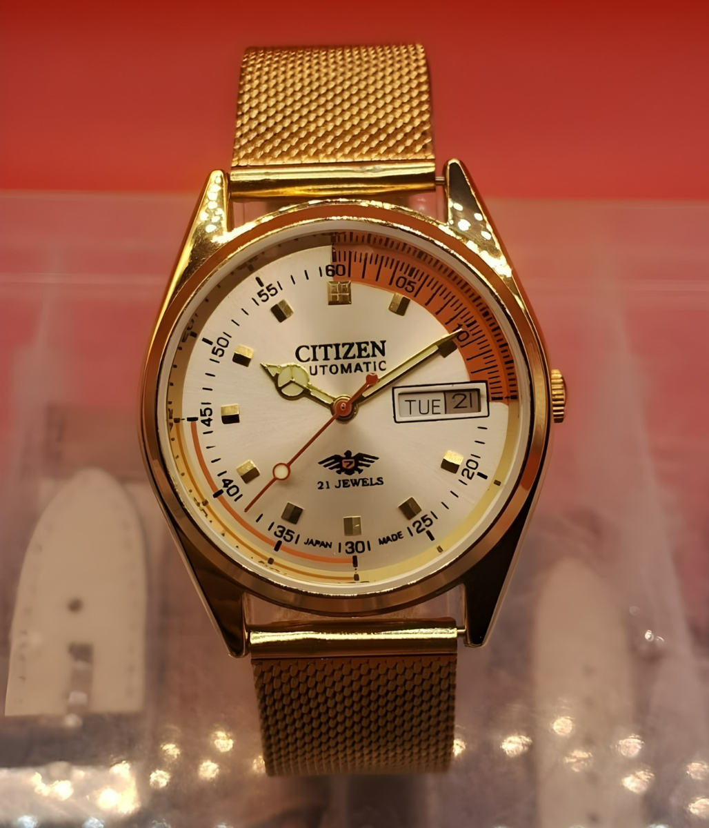 Vintage Silver CITIZEN Automatic 21 Jewels Day/Date Japan Men's
