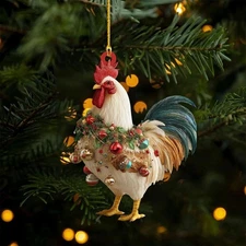 Personalized Chicken Farm Family Christmas Ornament, Cute Chicken Xmas