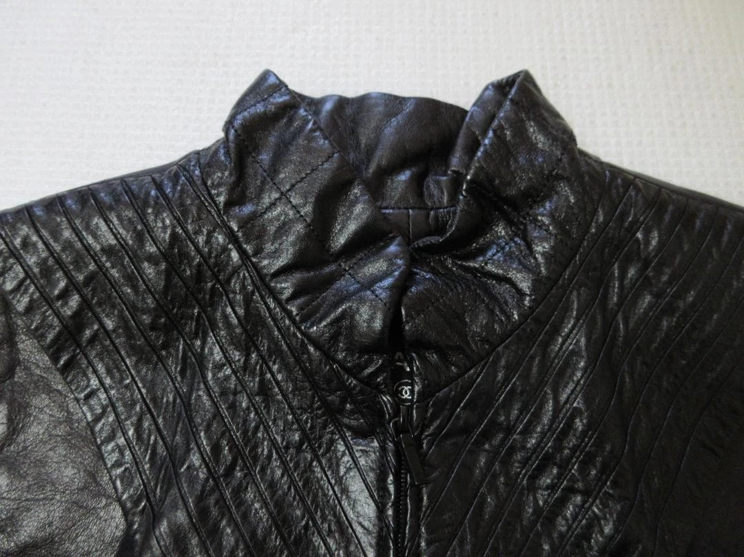 CHANEL Gilet in pelle di agnello con zip taglia 38