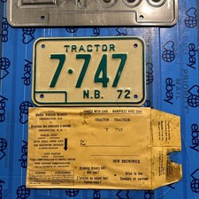 LICENSE PLATE PLATES  Canada, New Brunswick Tractor, 7–747 1972 NOS Minty ￼￼
