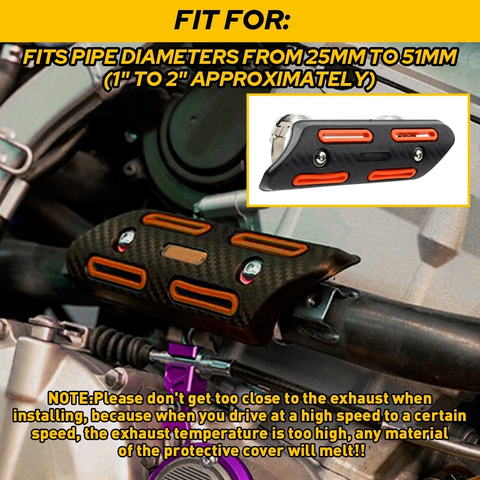 Silenciador tubo de escape tampa térmica protetor de calcanhar universal motocicleta laranja - Imagem 3 de 4