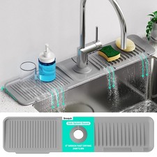 24 Inch Longer Faucet Mat for Kitchen Sink 5 Slope Fast 24" x 5.5", Gray
