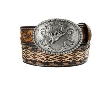 Nocona Western Belt Boys Leather Diamond Embroidered Brown N4444302