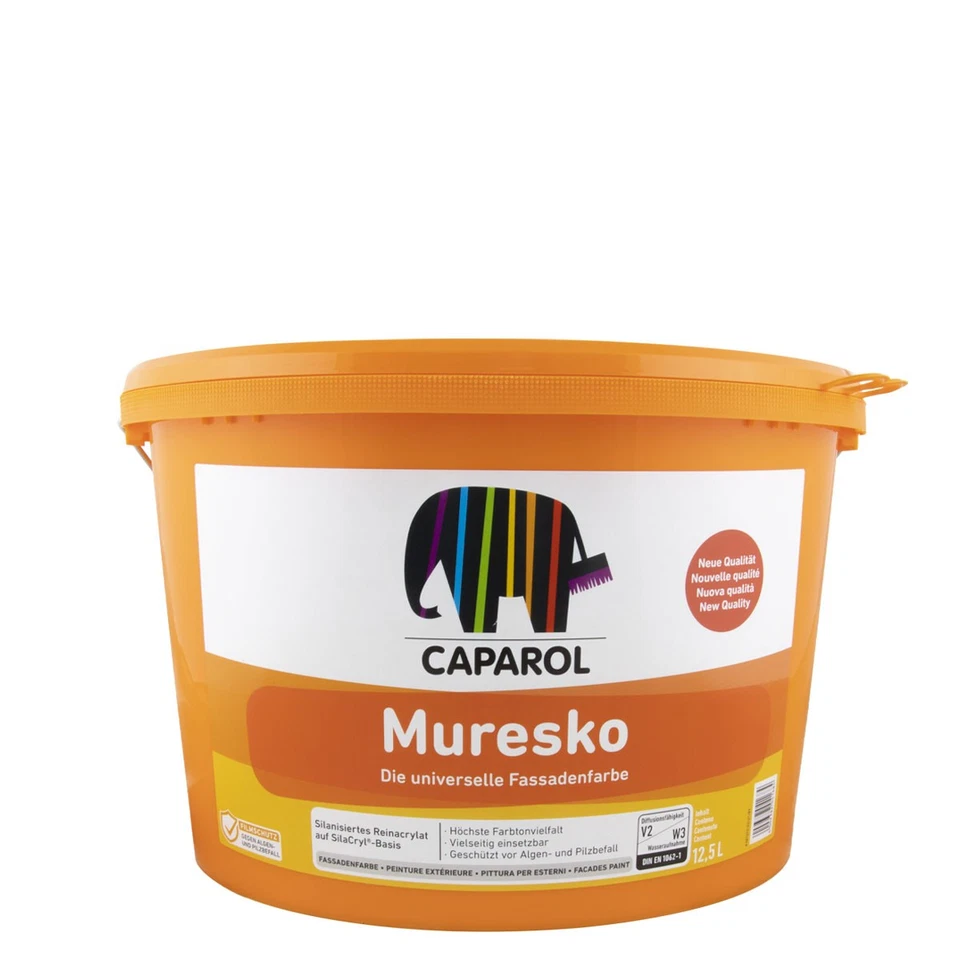 Caparol Muresko SilaCryl Fassadenfarbe 12,5L Weiss, Reinacrylat-Fassadenfarbe - Bild 1 von 1