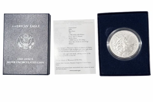 2008 Burnished American Silver Eagle 1 oz .999 US Mint w Box and COA